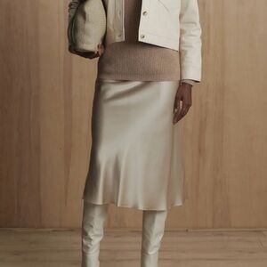 Quince 100% Washable Silk Champagne Skirt sz L